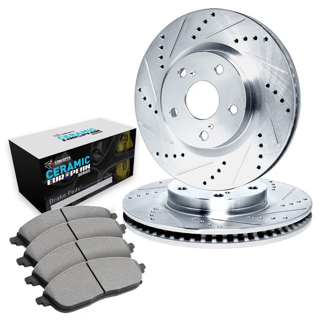R1 Concepts WGTN1-02011 Brake Rotors - D/S - Silver W/ Euro Ceramic Pads